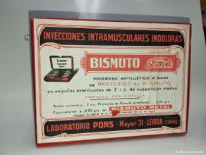 Cajas y cajitas metálicas: CAJA DE FARMACIA BISMUTO PONS LAB. LERIDA // MEDICAMENTO ANTIGUO